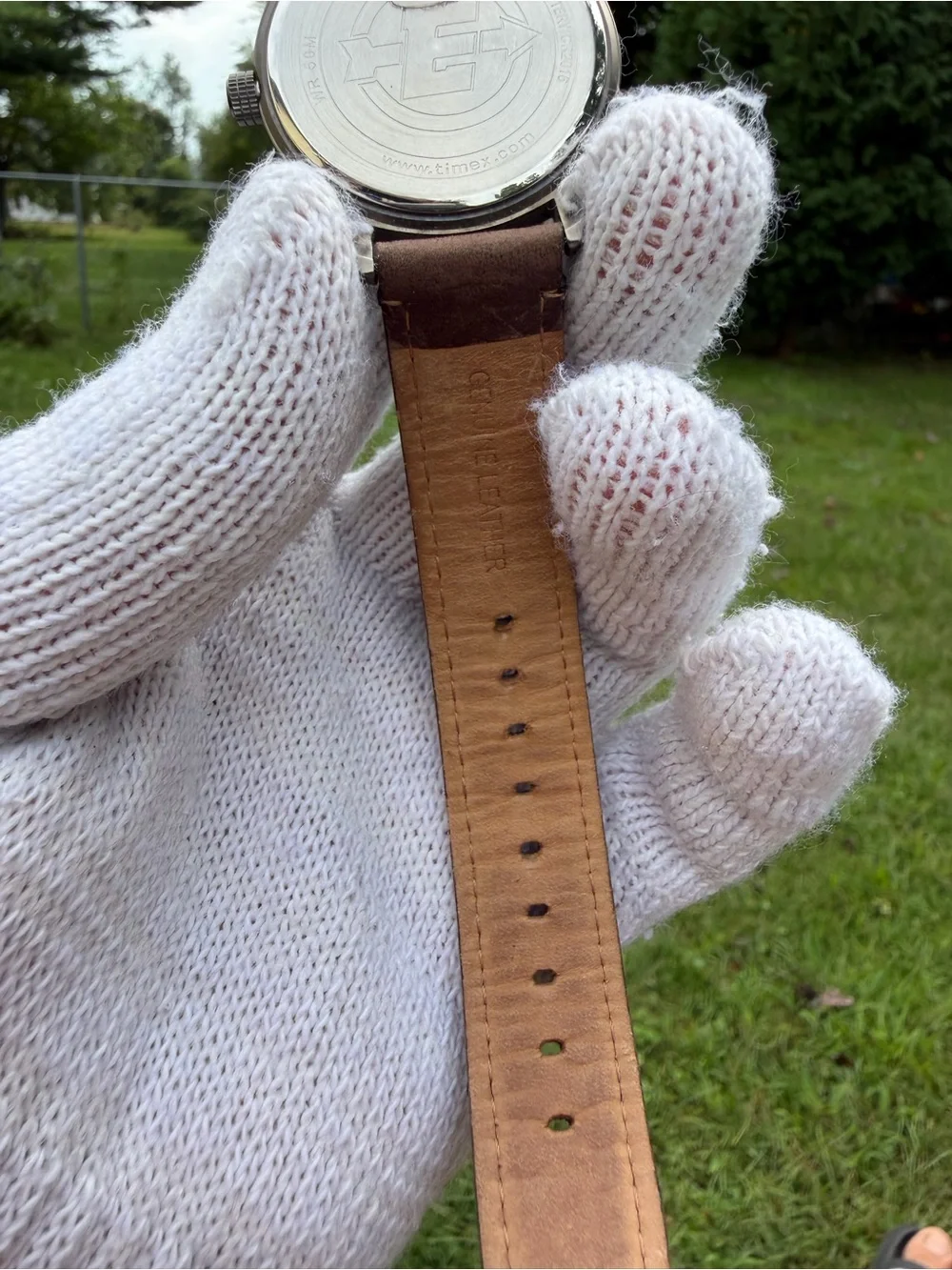 Timex Expedition Scout 905 Watch 149870 CR2016 Battery Cream Dial Brown Leather